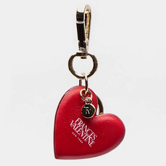 NWT Frances Valentine nappa Leather Heart Keychain w face mask - Picture 4 of 11